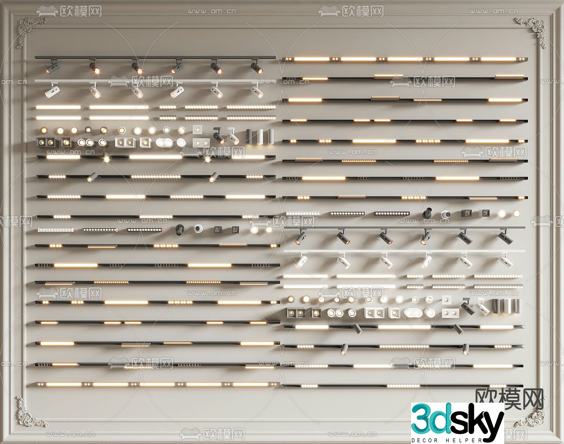 Spot light down light track light surface mounted spotlight grille light 3d model