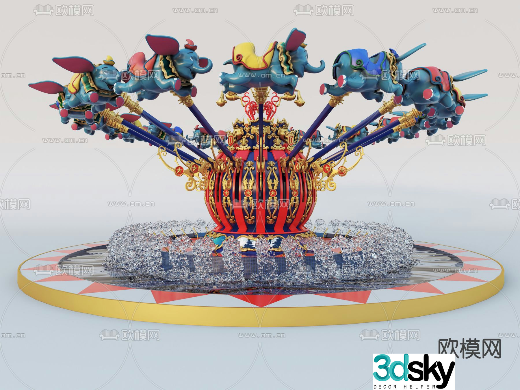 Dumbo carousel amusement park carousel 3d model