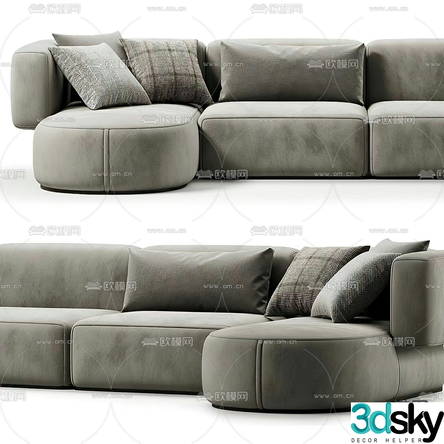 Modern corner sofa upholstered sofa 3d model