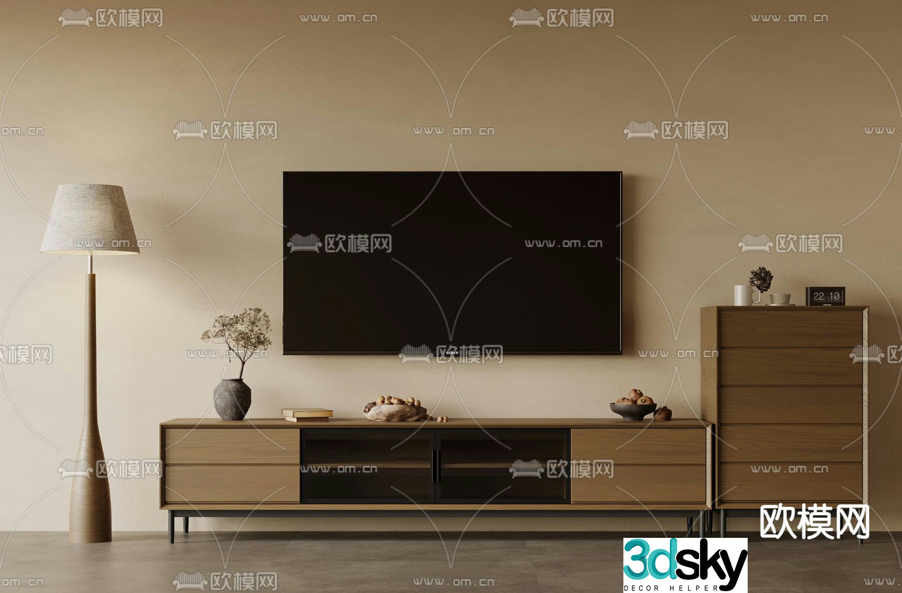 Medieval style TV cabinet 3D model