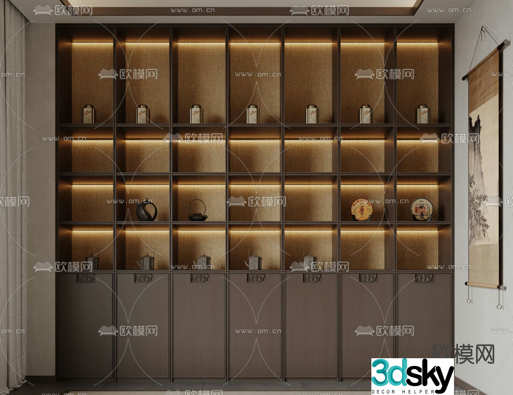 New Chinese style tea cabinet tea cabinet 3d model