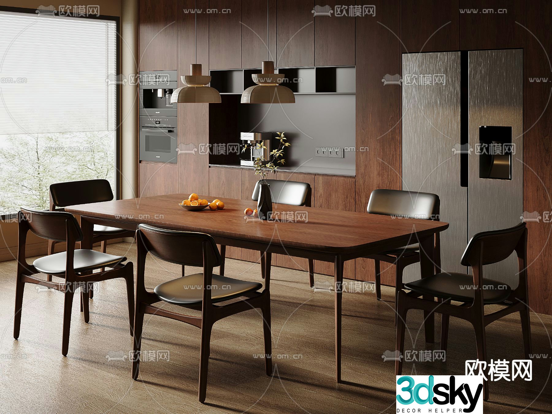 Medieval style dining table and chairs 3d model