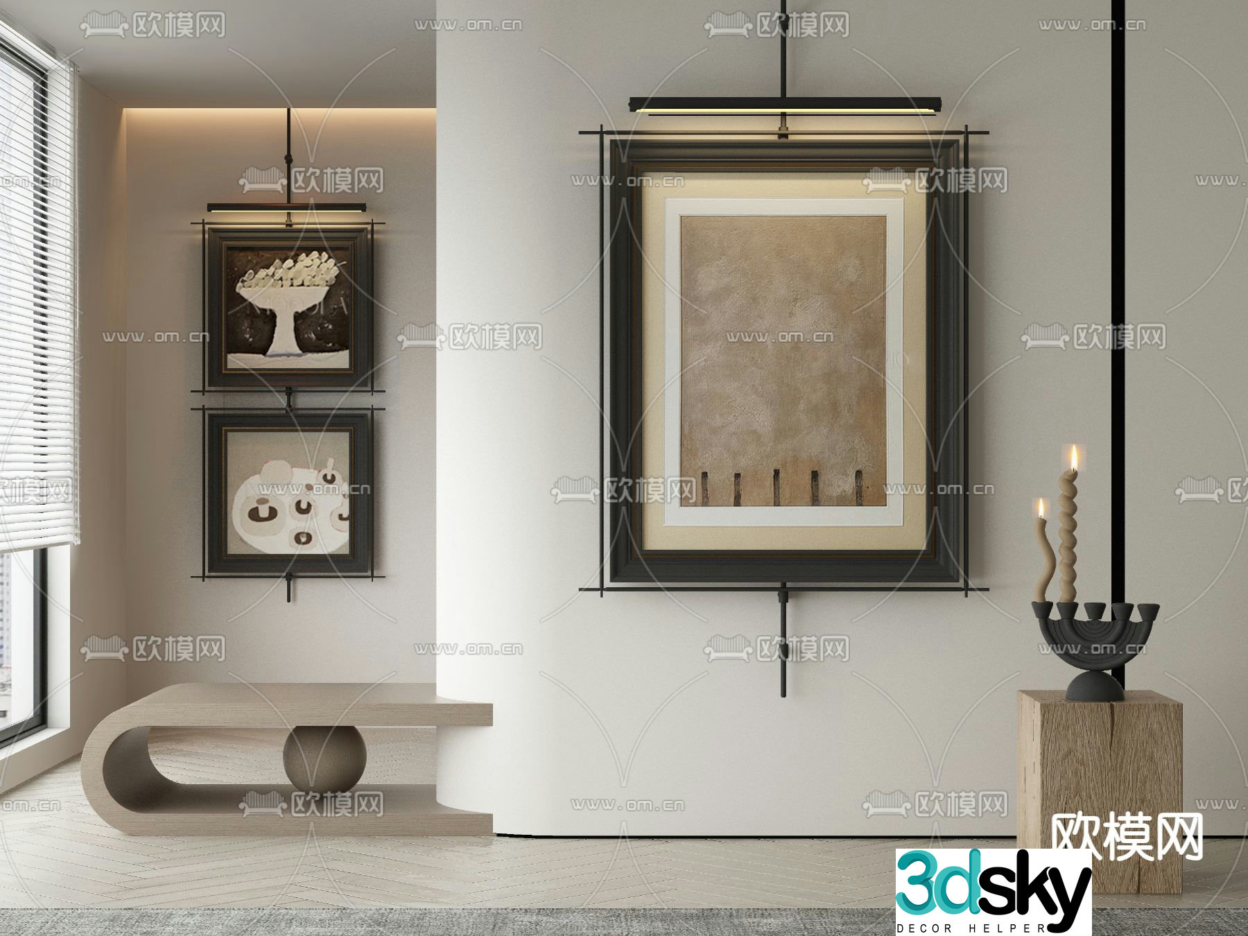 Middle-aged decorative paintings hanging paintings 3D model