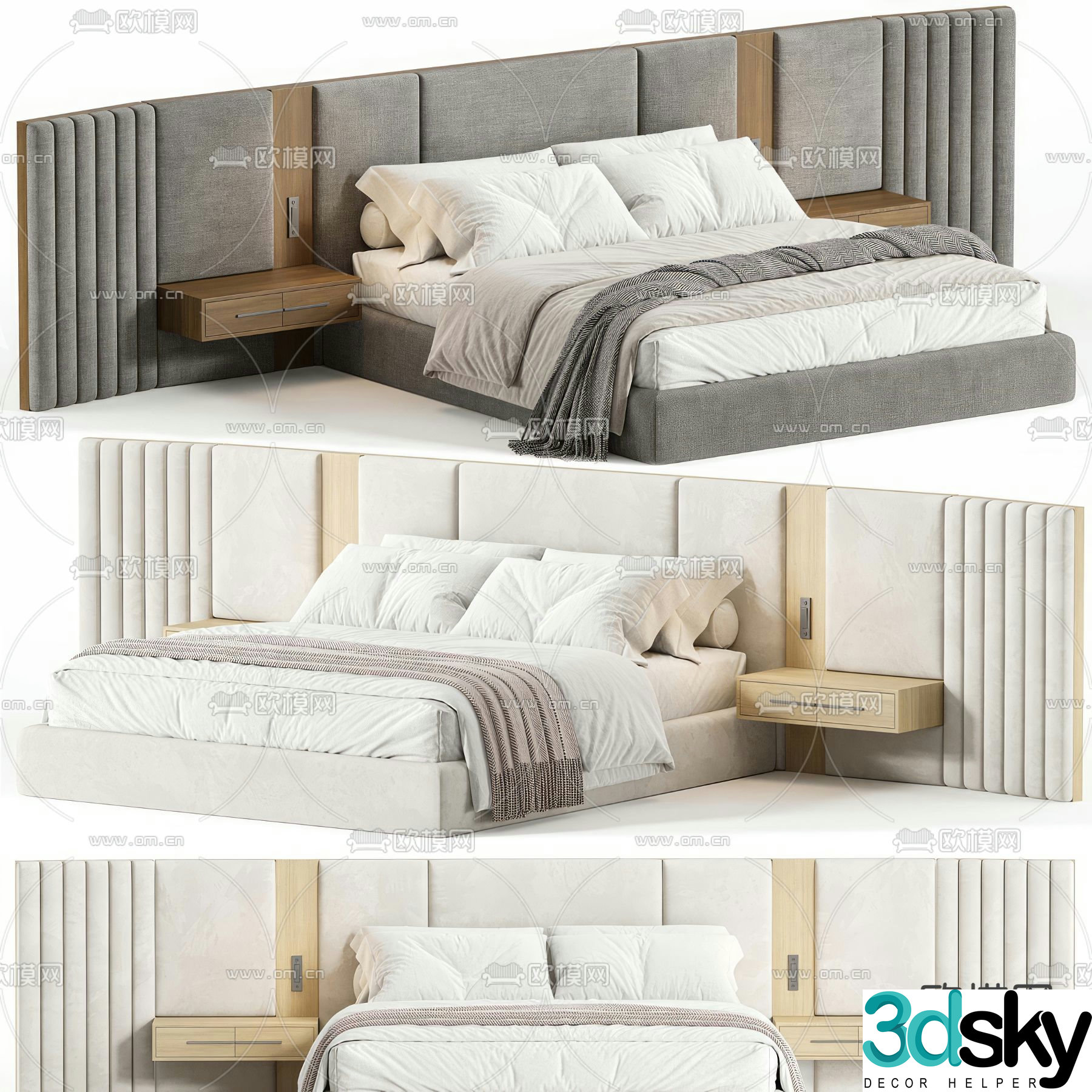 BEACON fabric double bed 3d model