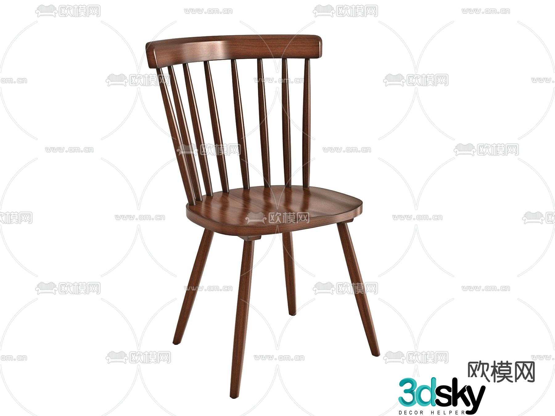 Modern single chair wooden chair dining chair 3d model