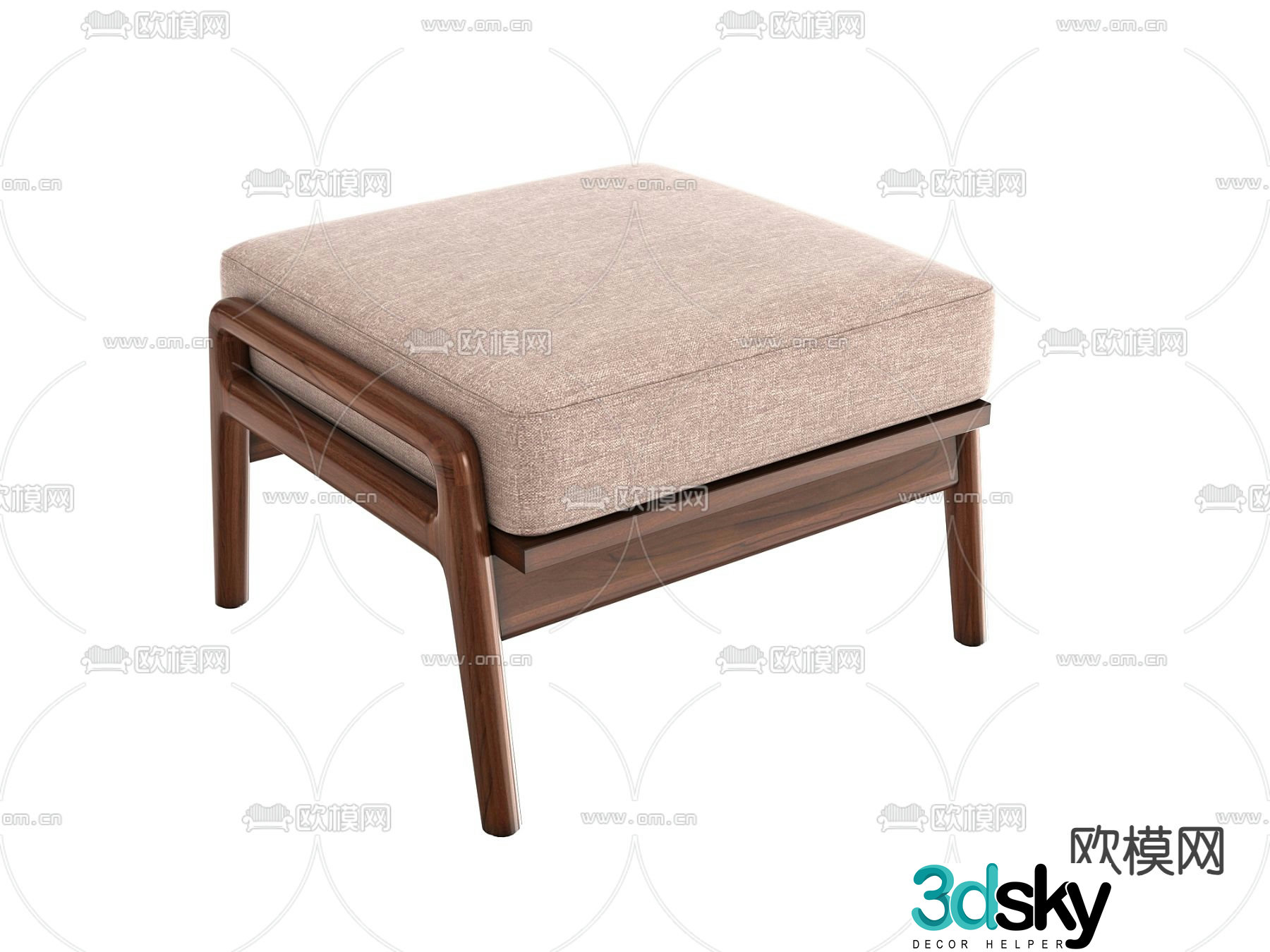 Modern stool low stool small square stool 3d model