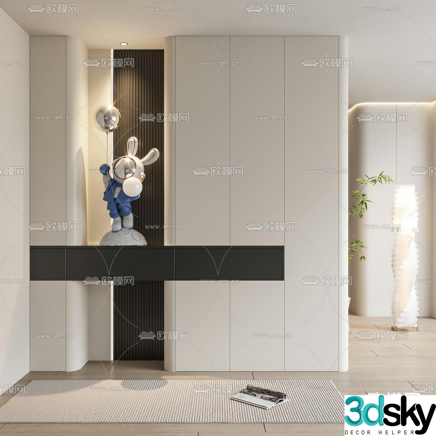 Modern entrance shoe cabinet 3d model