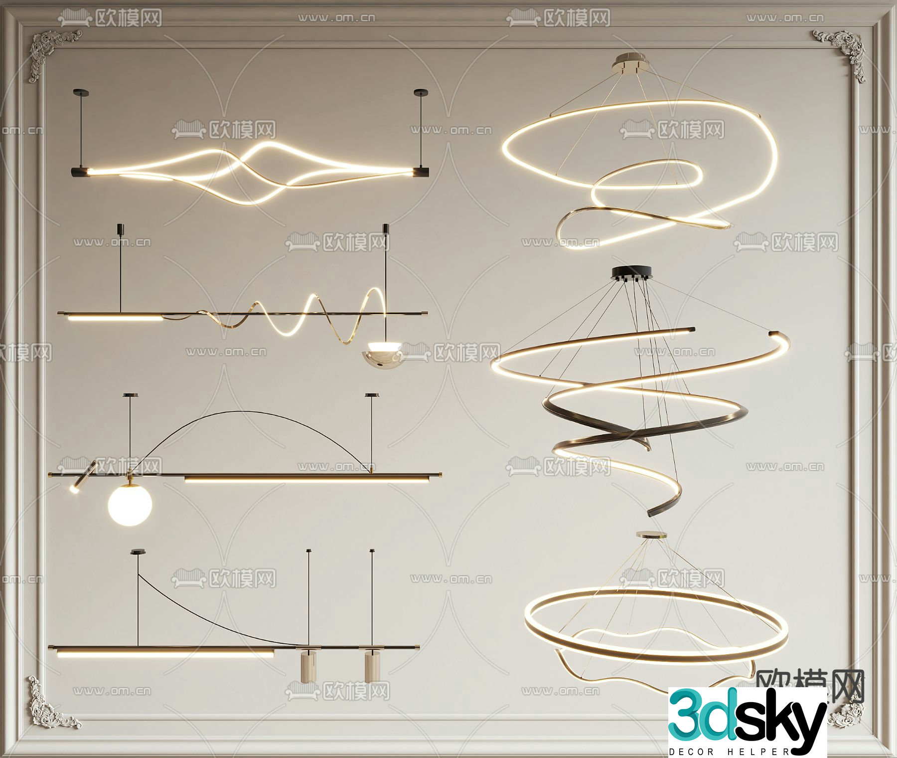 Hall chandelier light luxury chandelier 3d model