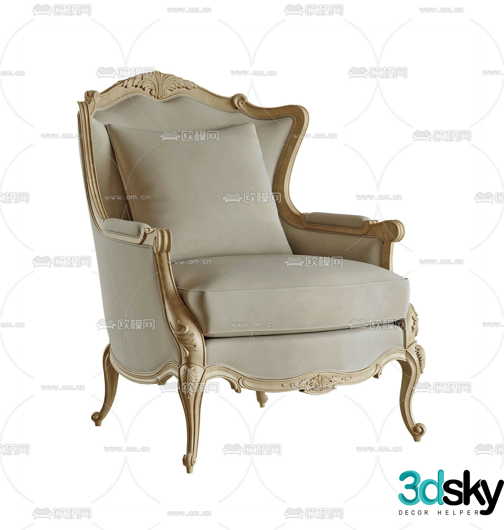 American fabric leisure chair 3d model