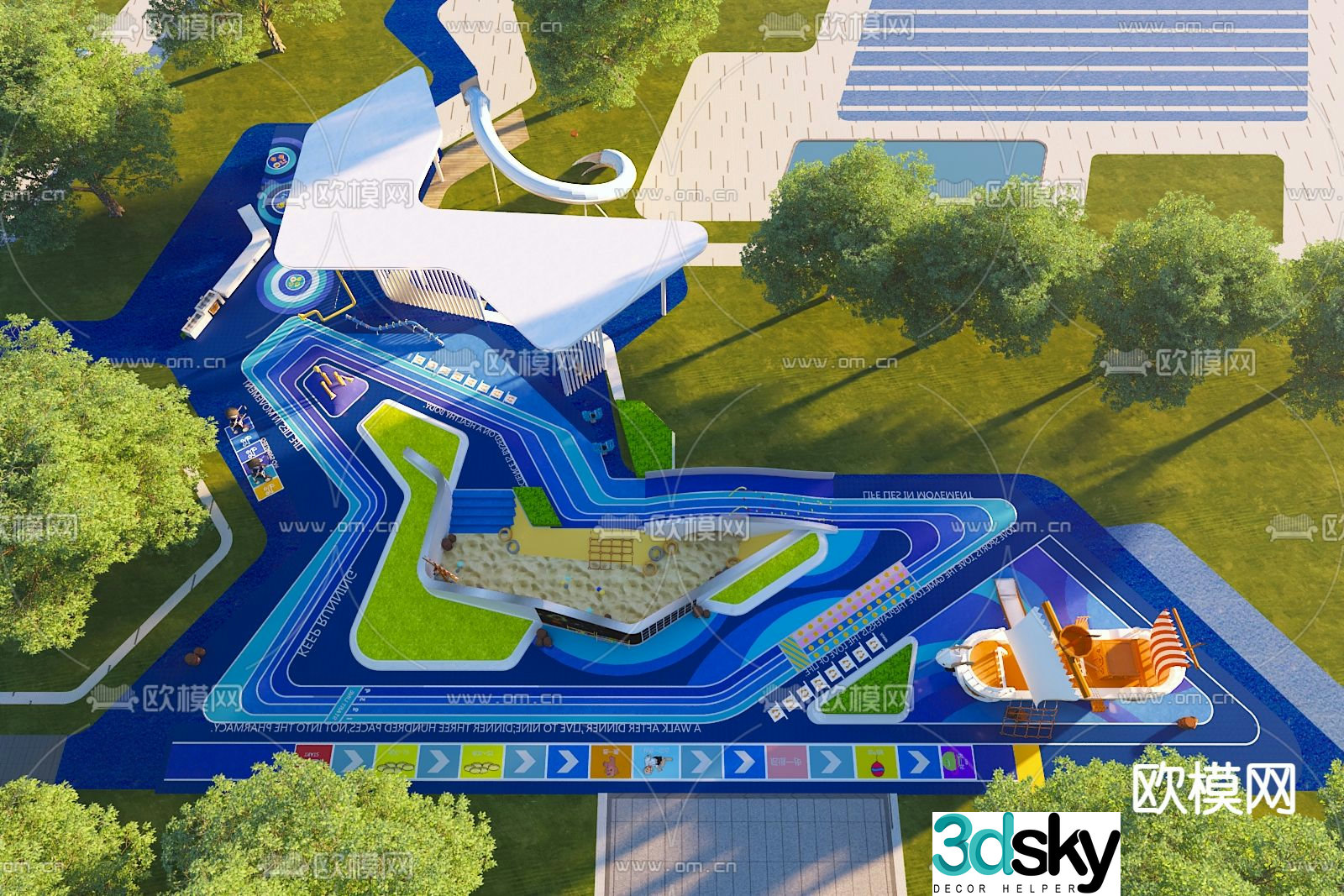 Sports park children’s activity area 3d model