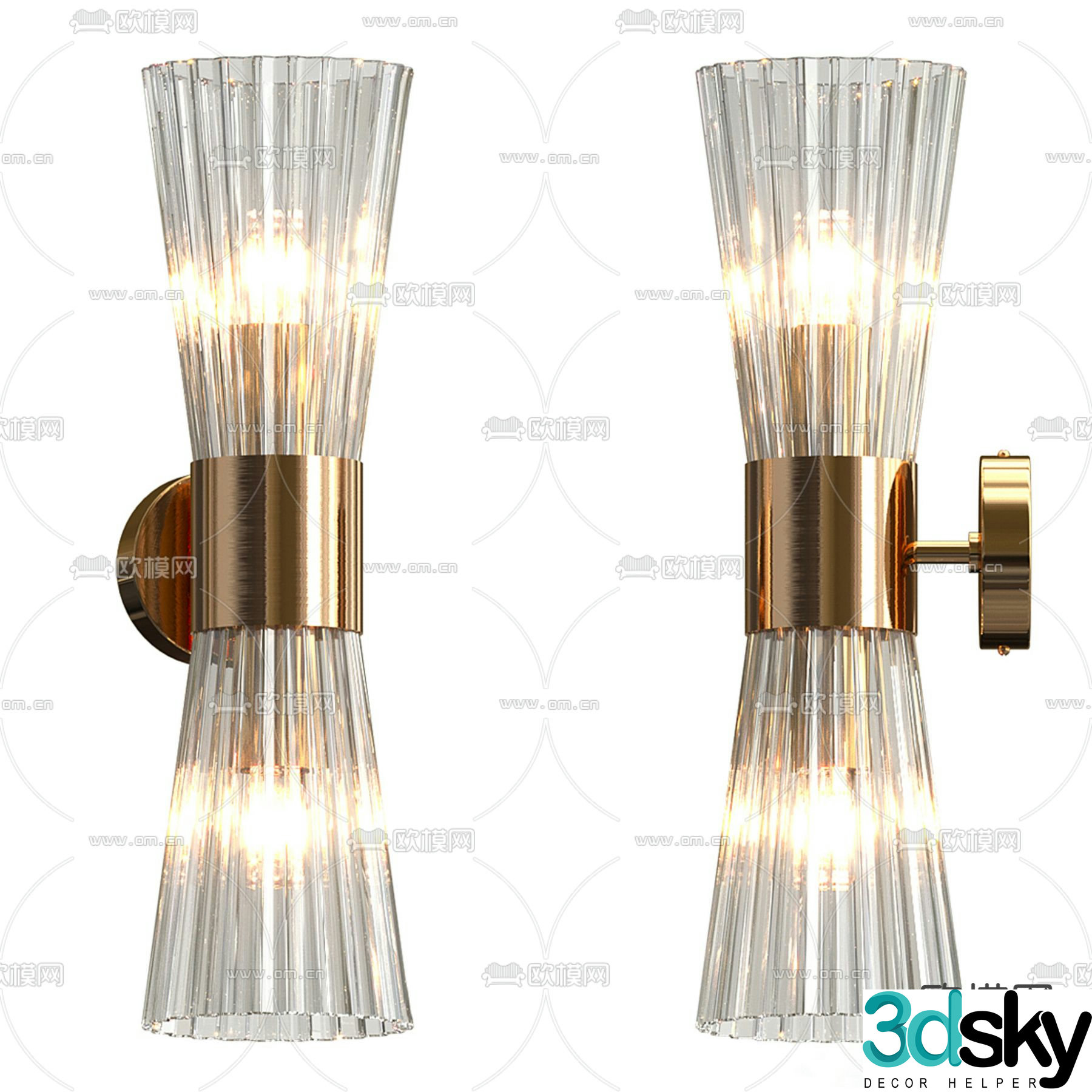 Light luxury wall lamp glass wall lamp 3d model