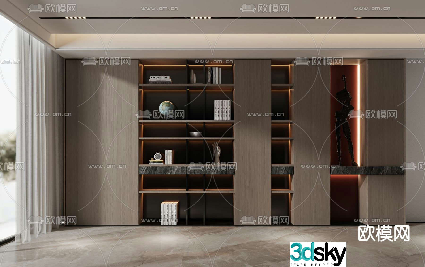 Modern decorative cabinet shelf 3d model