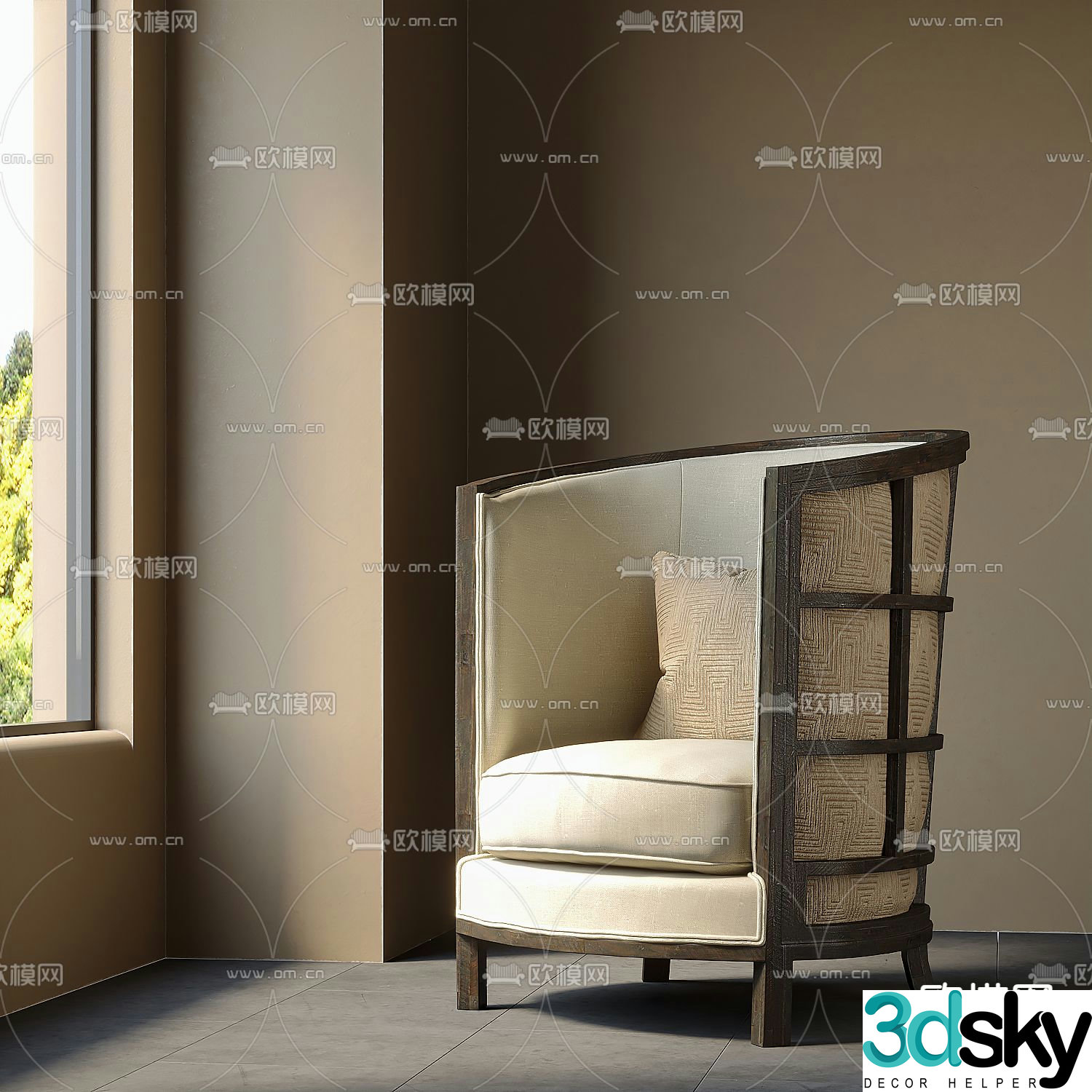 New Chinese style single sofa 3d model
