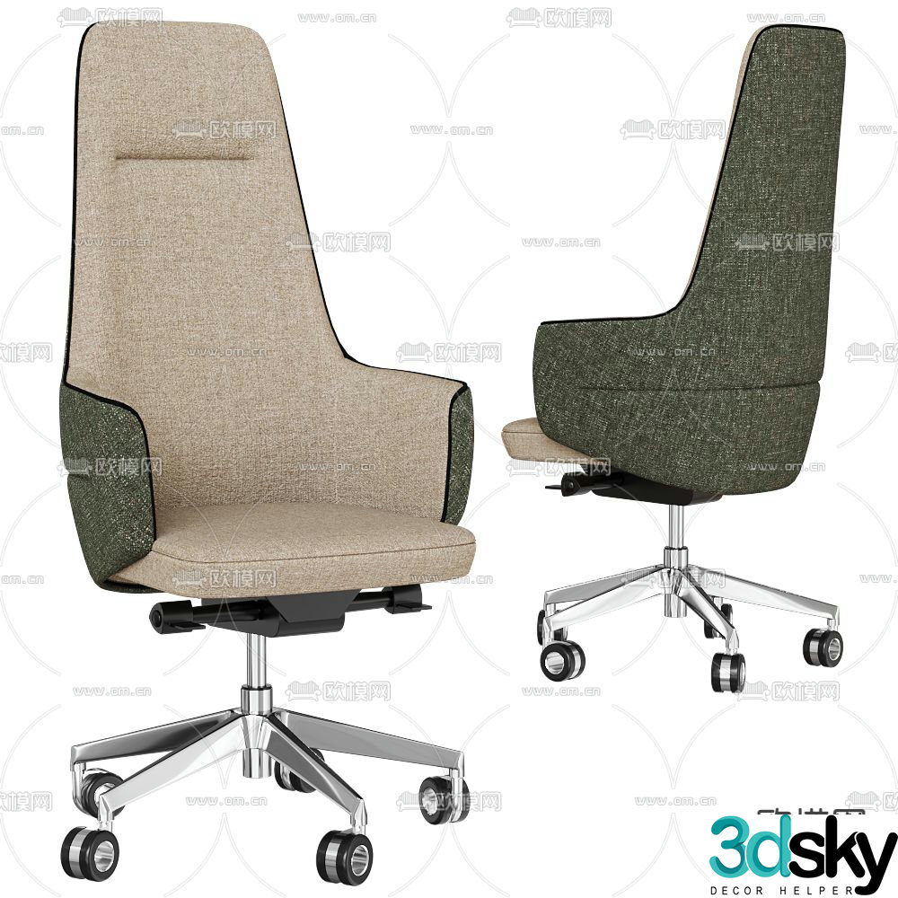 Modern training chair sliding rolling chair office chair 3d model