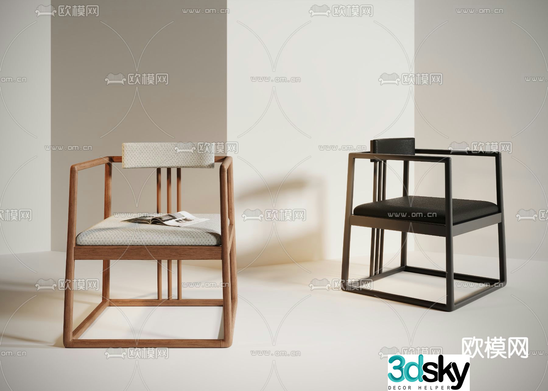 New Chinese style chair dining chair tea chair 3d model