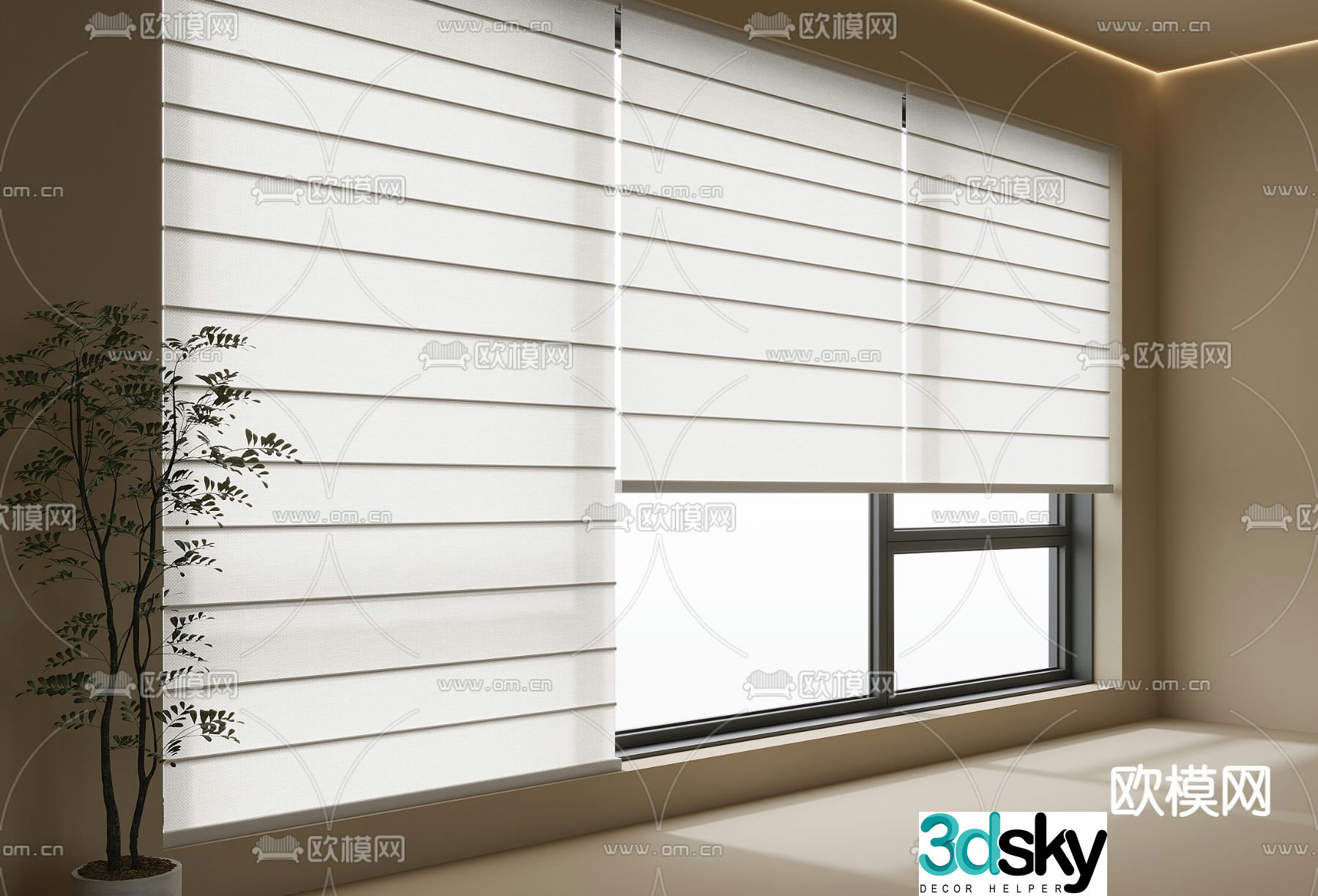 Modern curtains Venetian blinds Blackout blinds 3d model