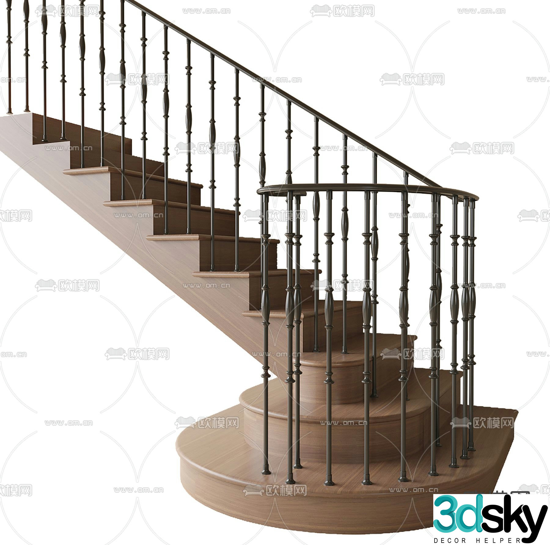 Modern handrail staircase 3d model