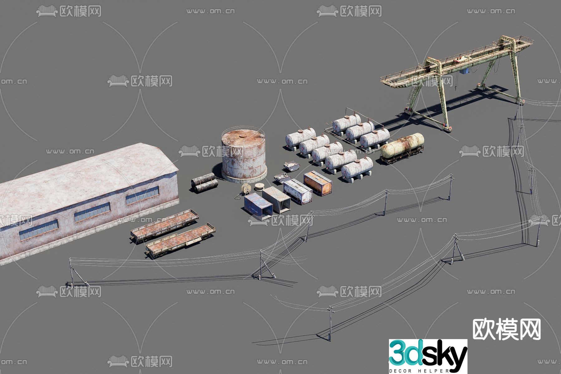 Gantry container telegraph pole hydraulic pump 3d model