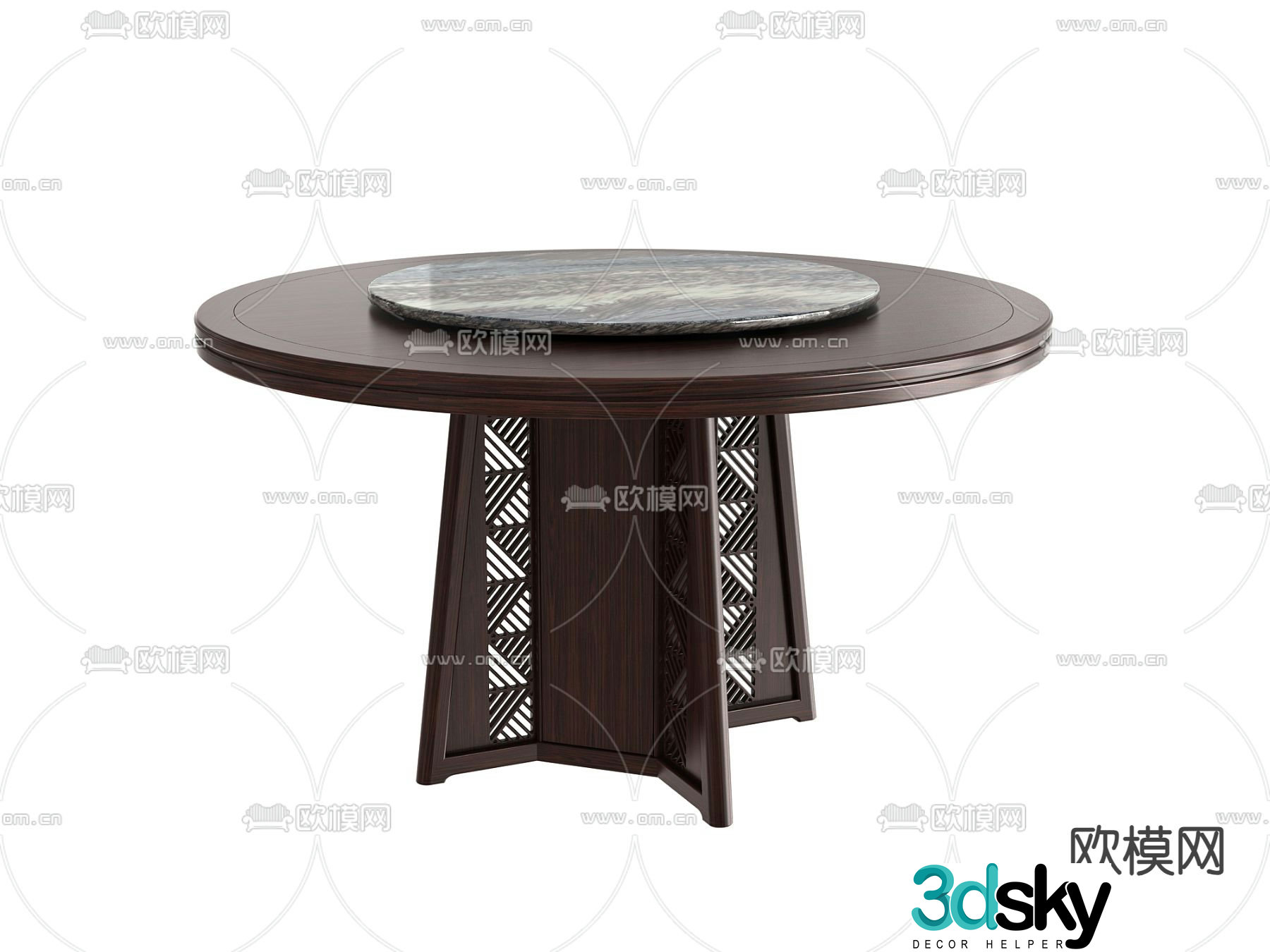 Solid wood round table dining table 3d model