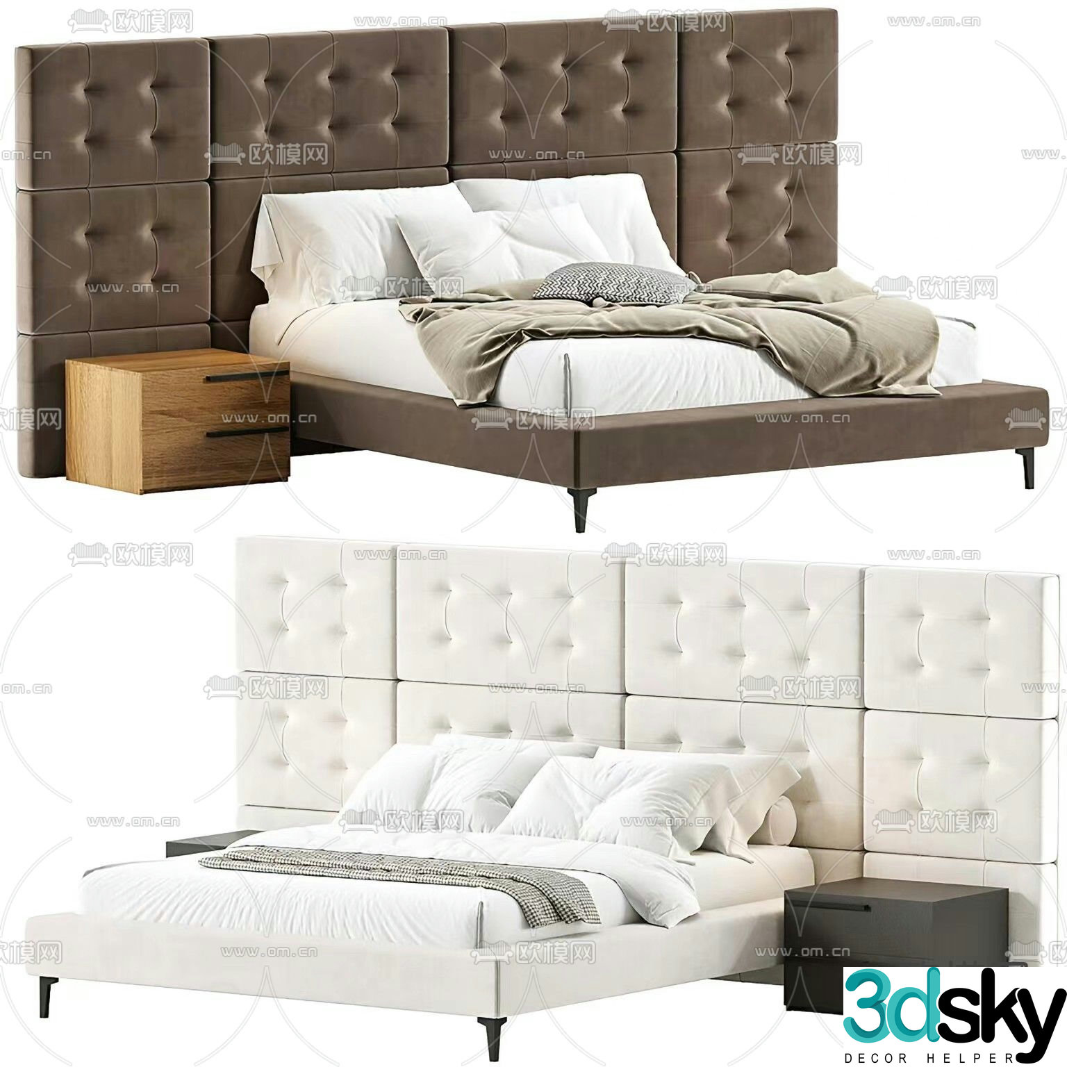 Medieval style double bed 3d model