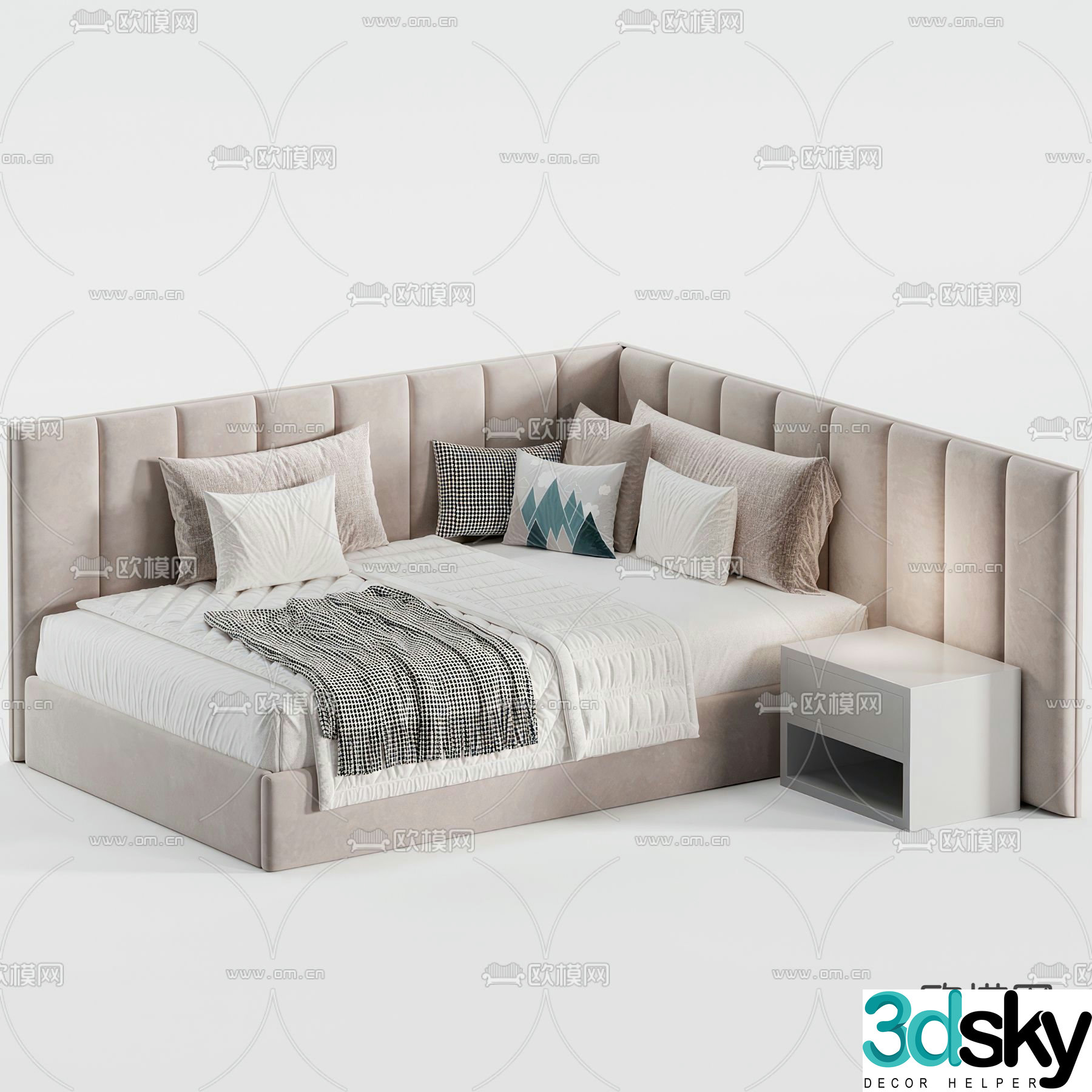 Modern single bed 3d model