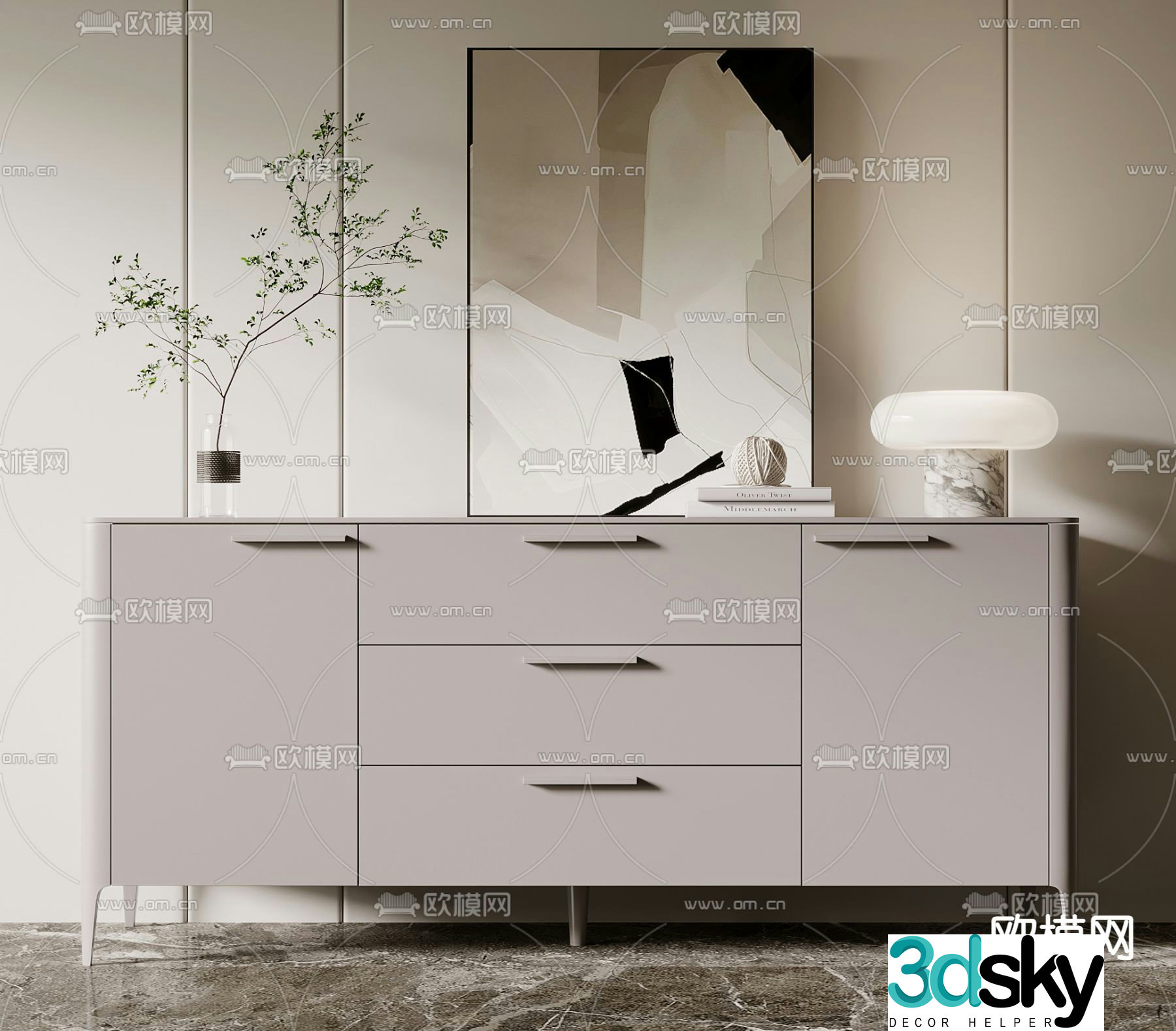 Modern chest of drawers side cabinet 3d model