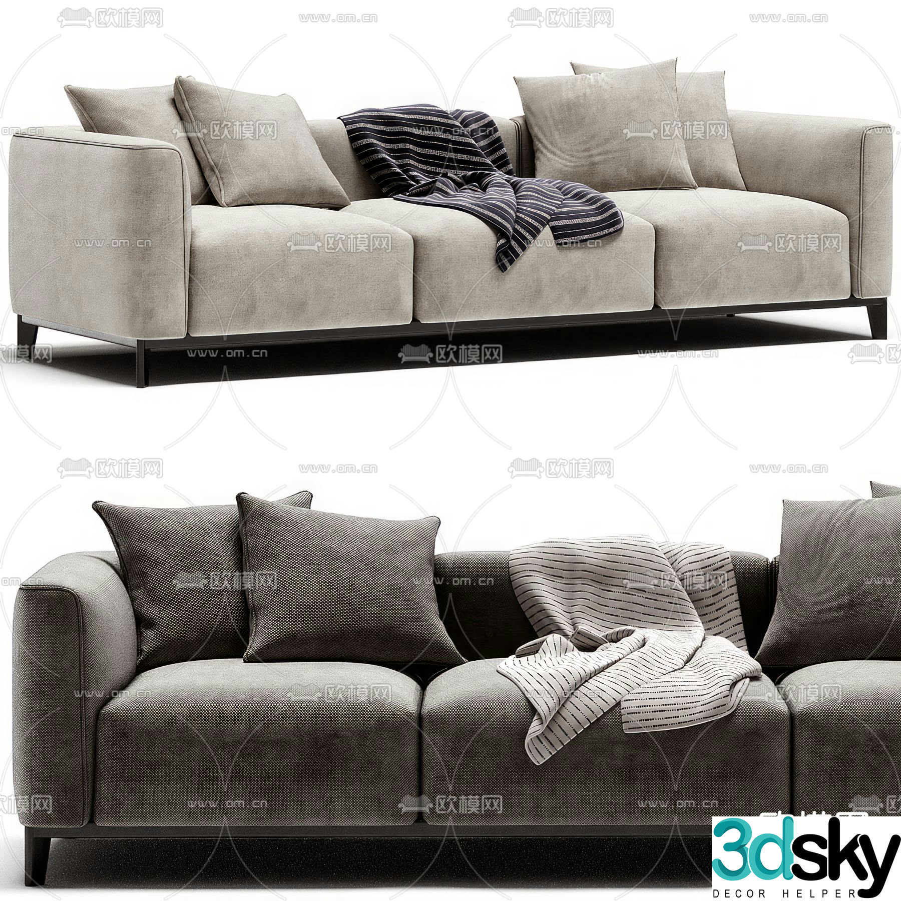 Modern three-seat sofa 3d model
