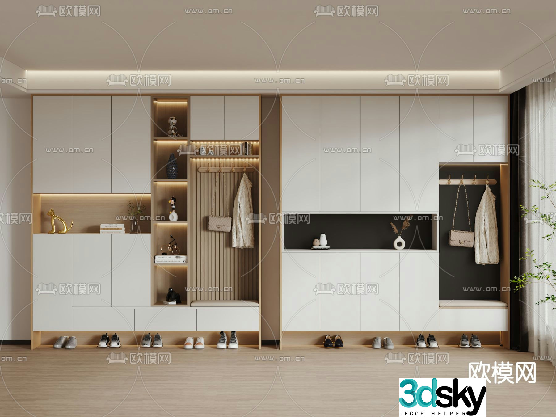 Entrance shoe cabinet shoe and hat cabinet 3d model