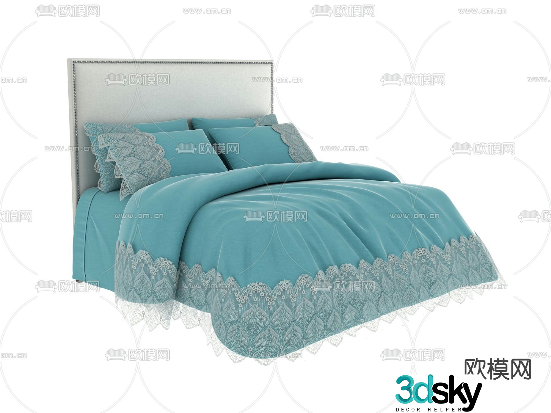 Modern double bed 3d model