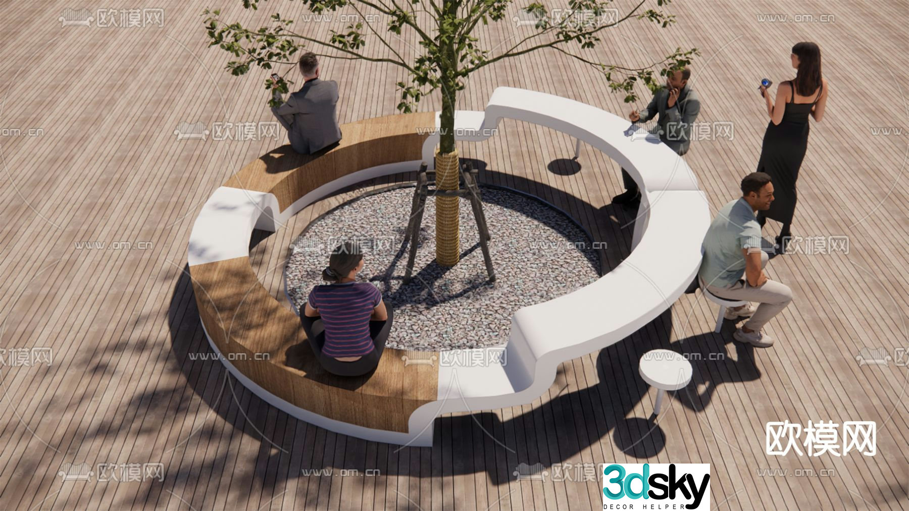 Outdoor chair tree pool chair park chair landscape seat 3d model