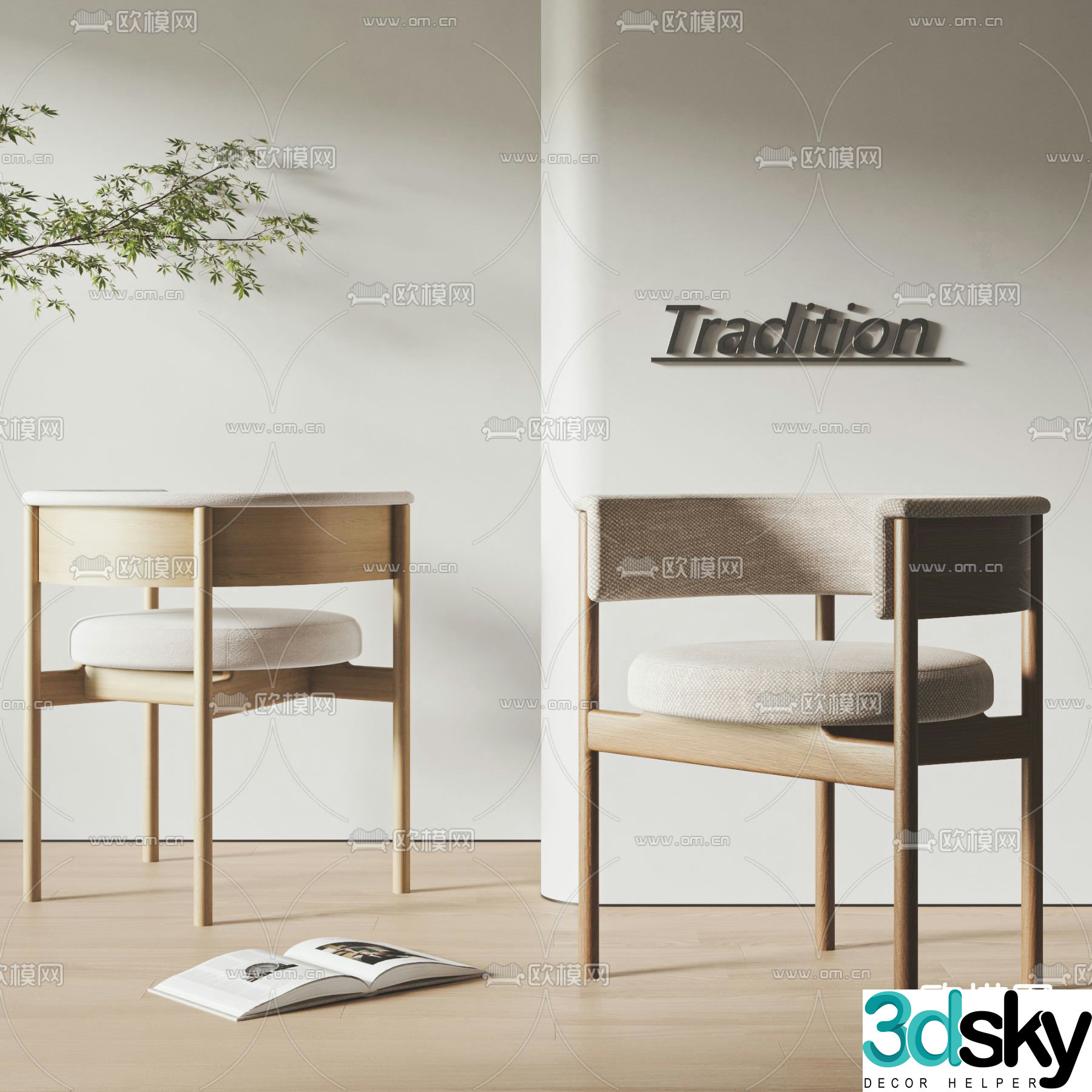 Wabi-sabi chair dining chair 3d model
