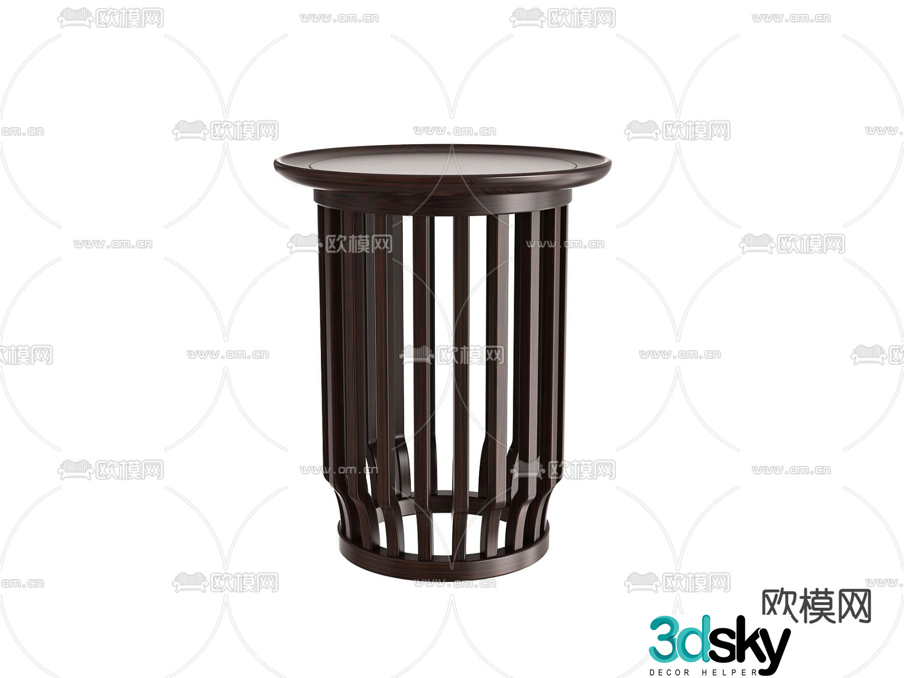 Solid wood coffee table corners rounds 3D model