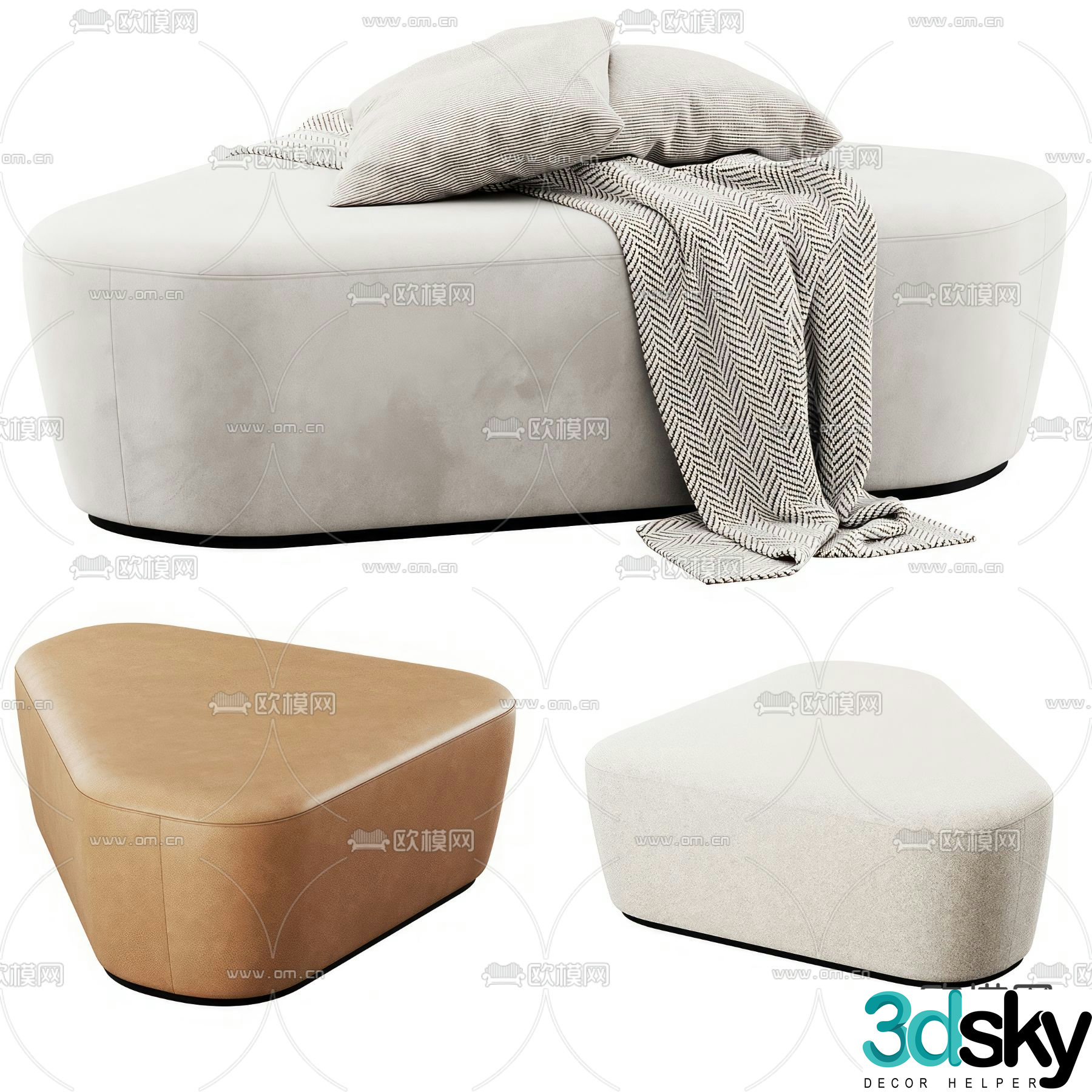 Modern sofa stool low stool 3d model