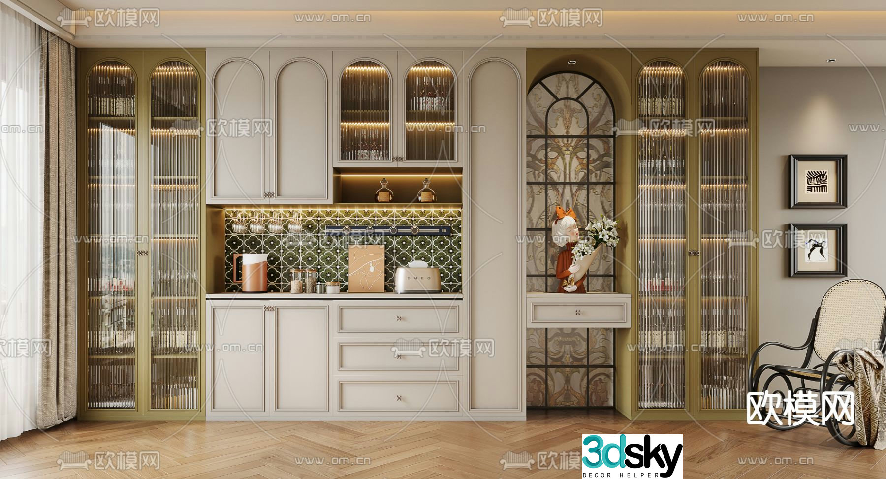French wine cabinet 3d model