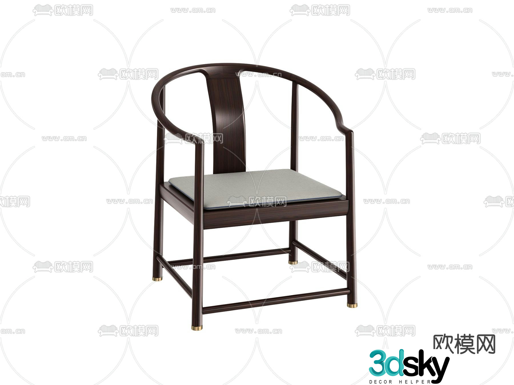 New Chinese style single chair wooden chair dining chair 3d model