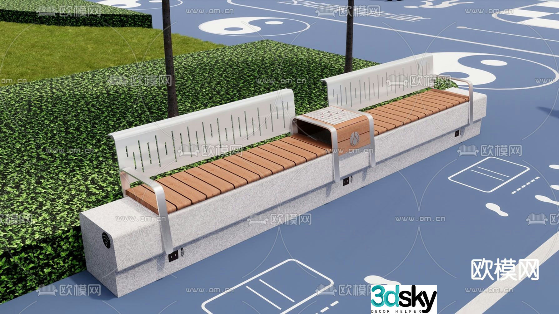 Outdoor chair park chair public chair landscape seat 3d model