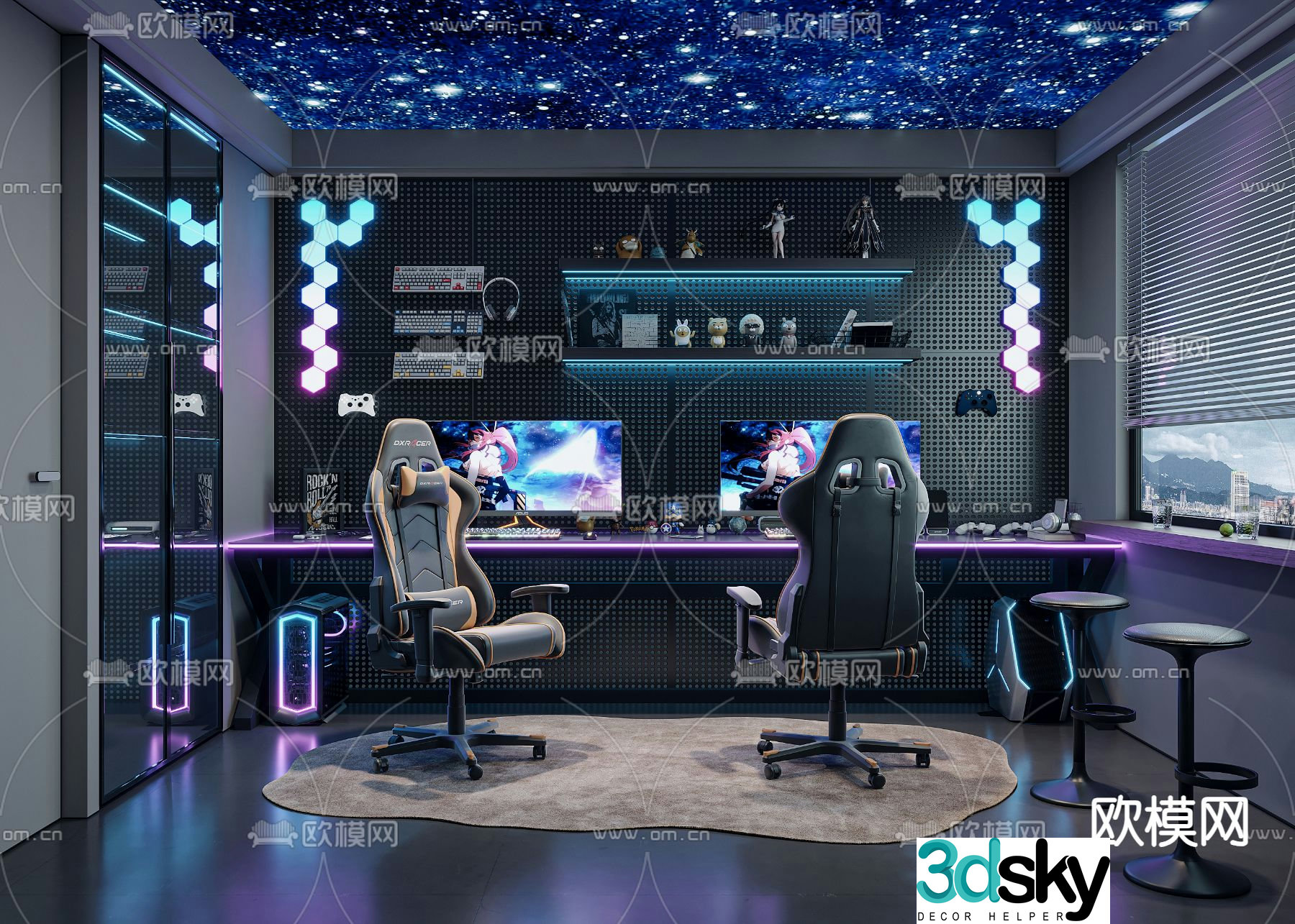 Modern e-sports room 3d model