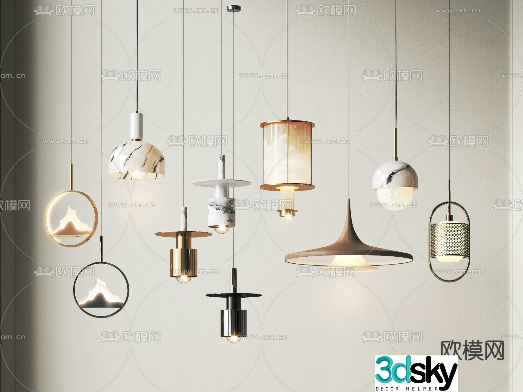 New Chinese style small chandelier 3d model