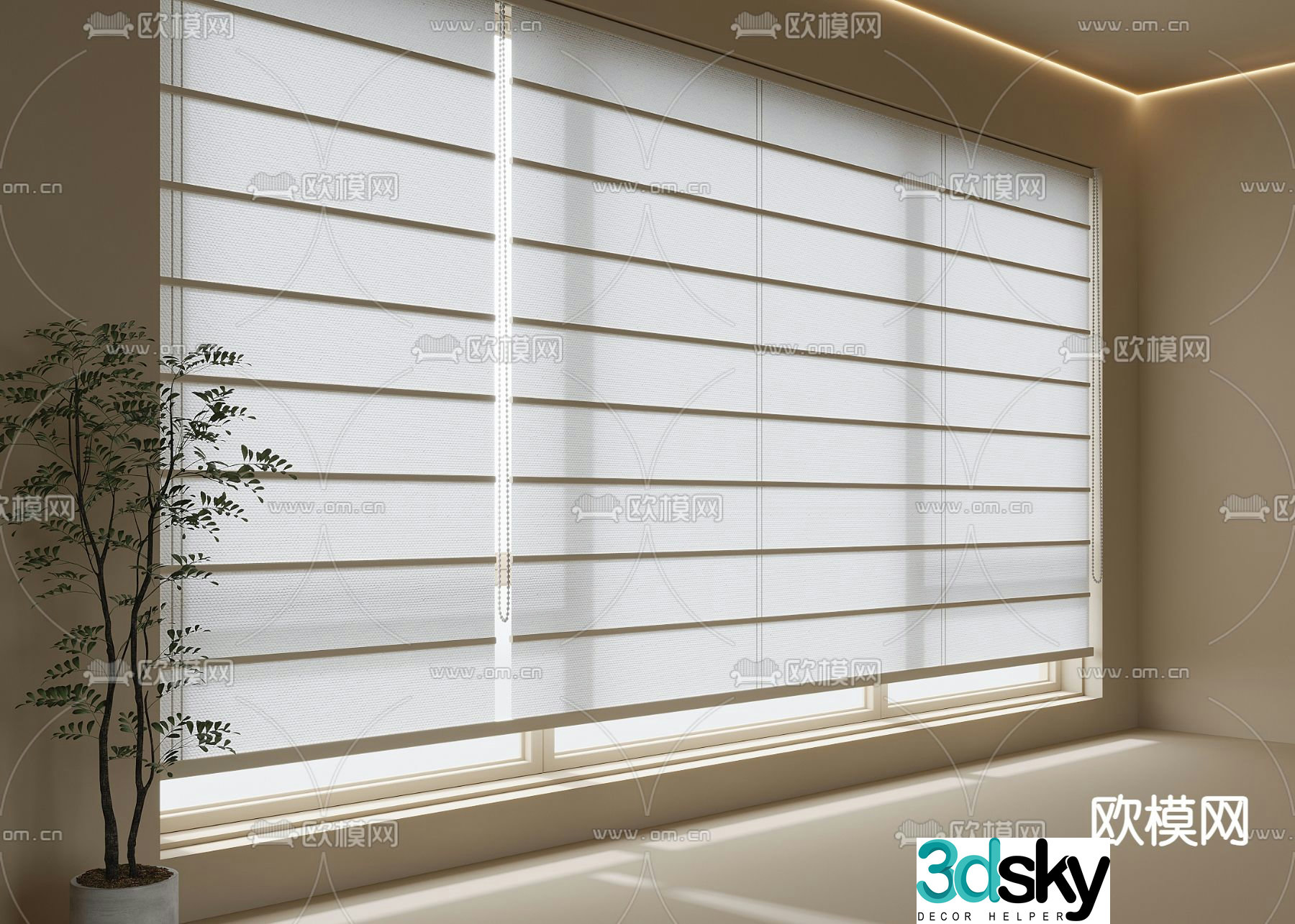 Shangri-La Curtain Venetian Curtain 3D Model