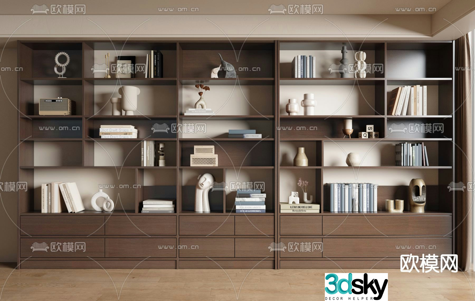 Medieval style bookcase bookshelf 3d model