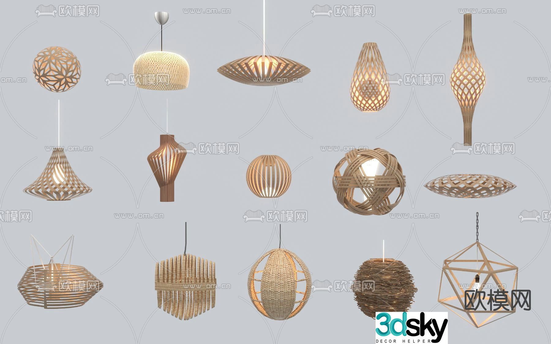 New Chinese style chandelier bamboo chandelier d model