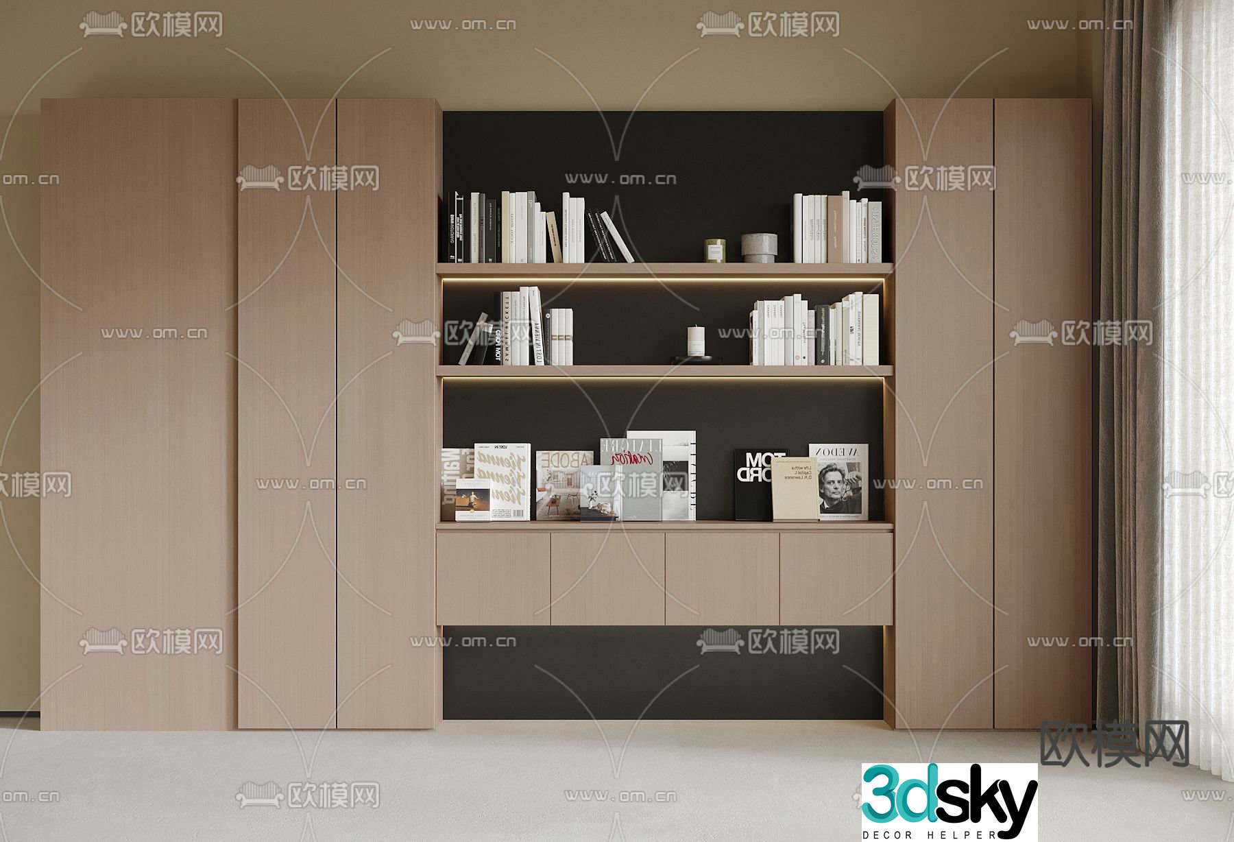 Modern bookcase 3d model