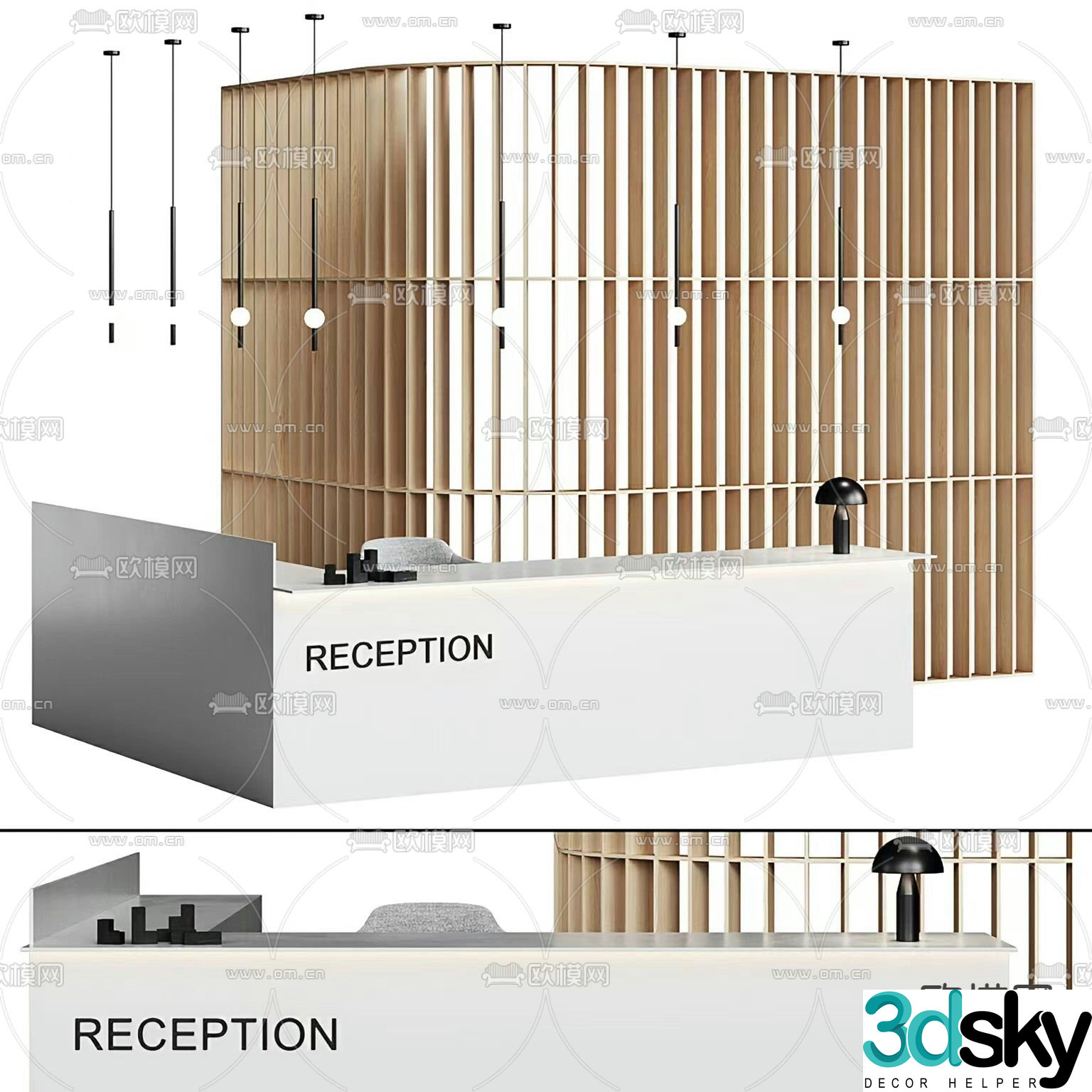 Modern reception desk front desk 3d model
