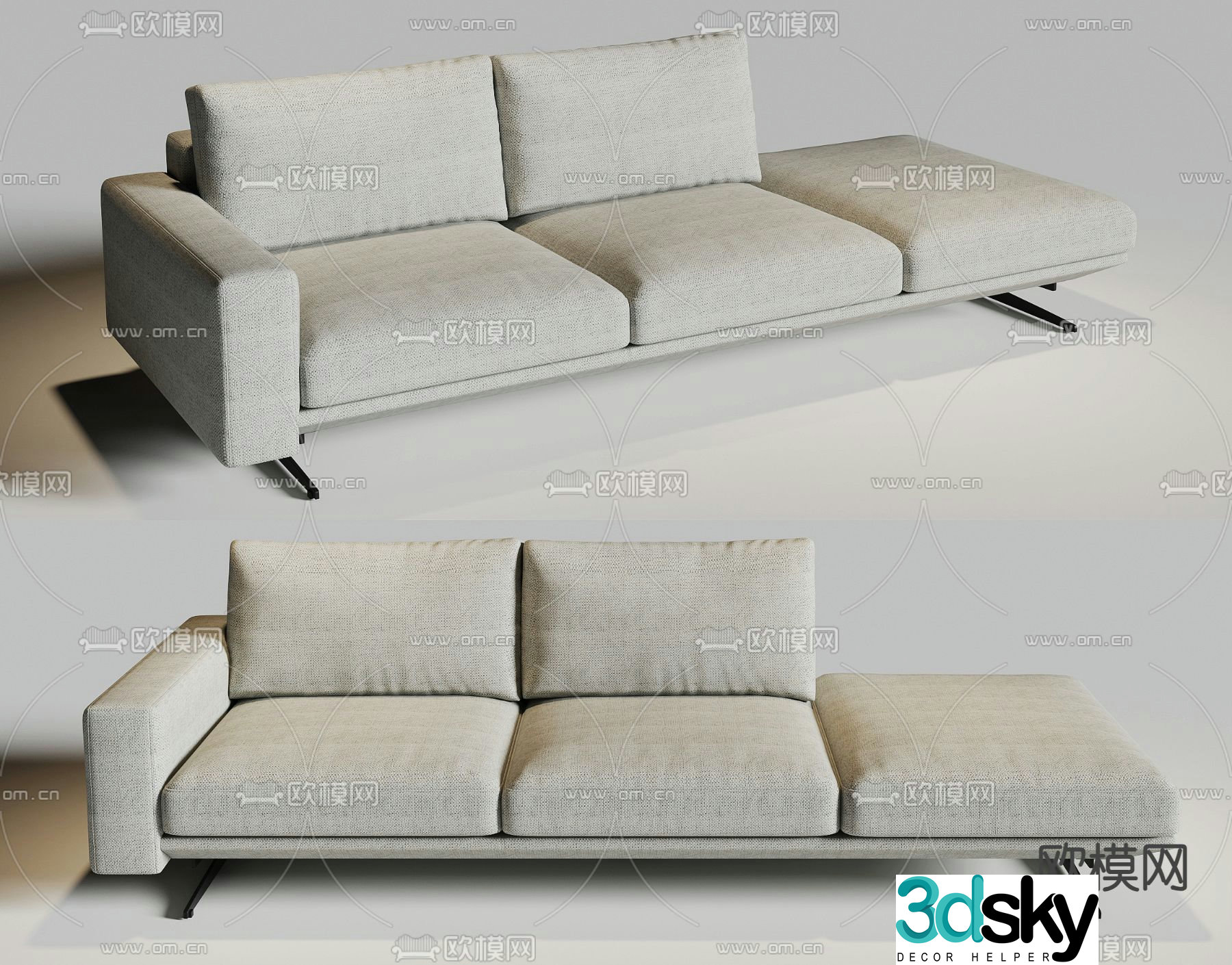 Modern sofa cotton and linen sofa chaise longue 3d model