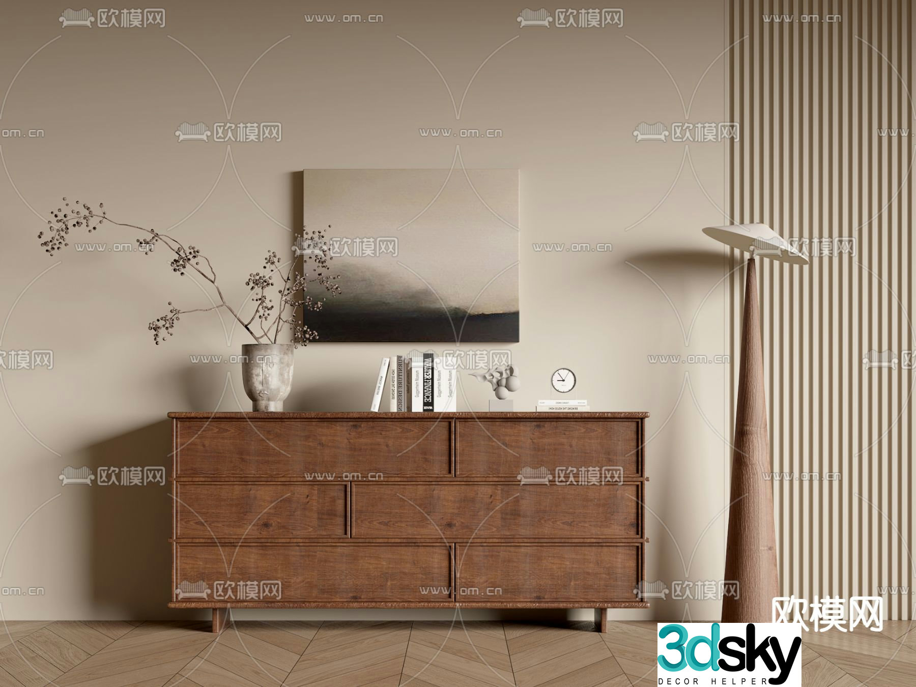 Wasabi side cabinet chest cabinet decorative cabinet 3d model