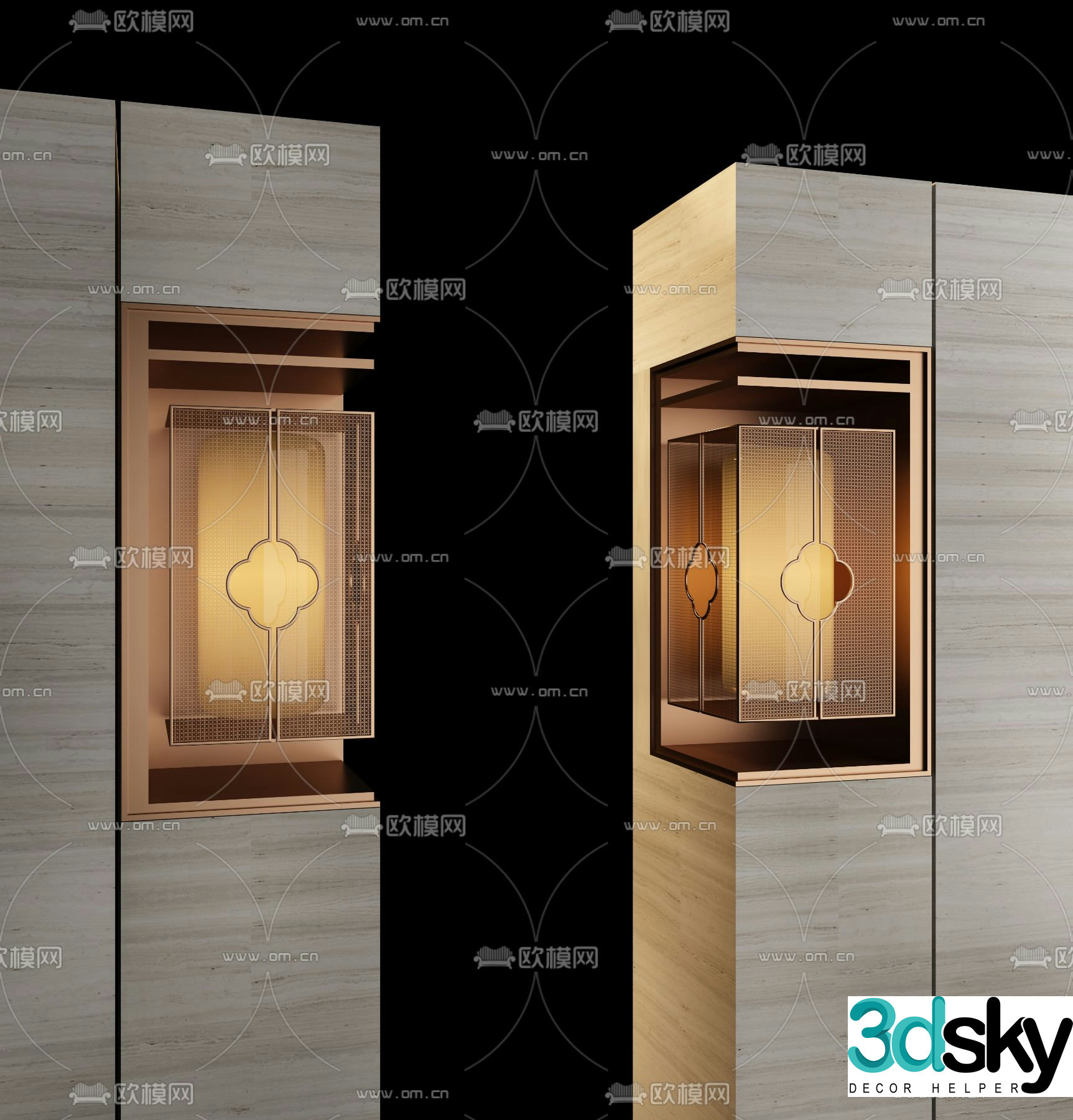 New Chinese style corner wall lamp 3d model