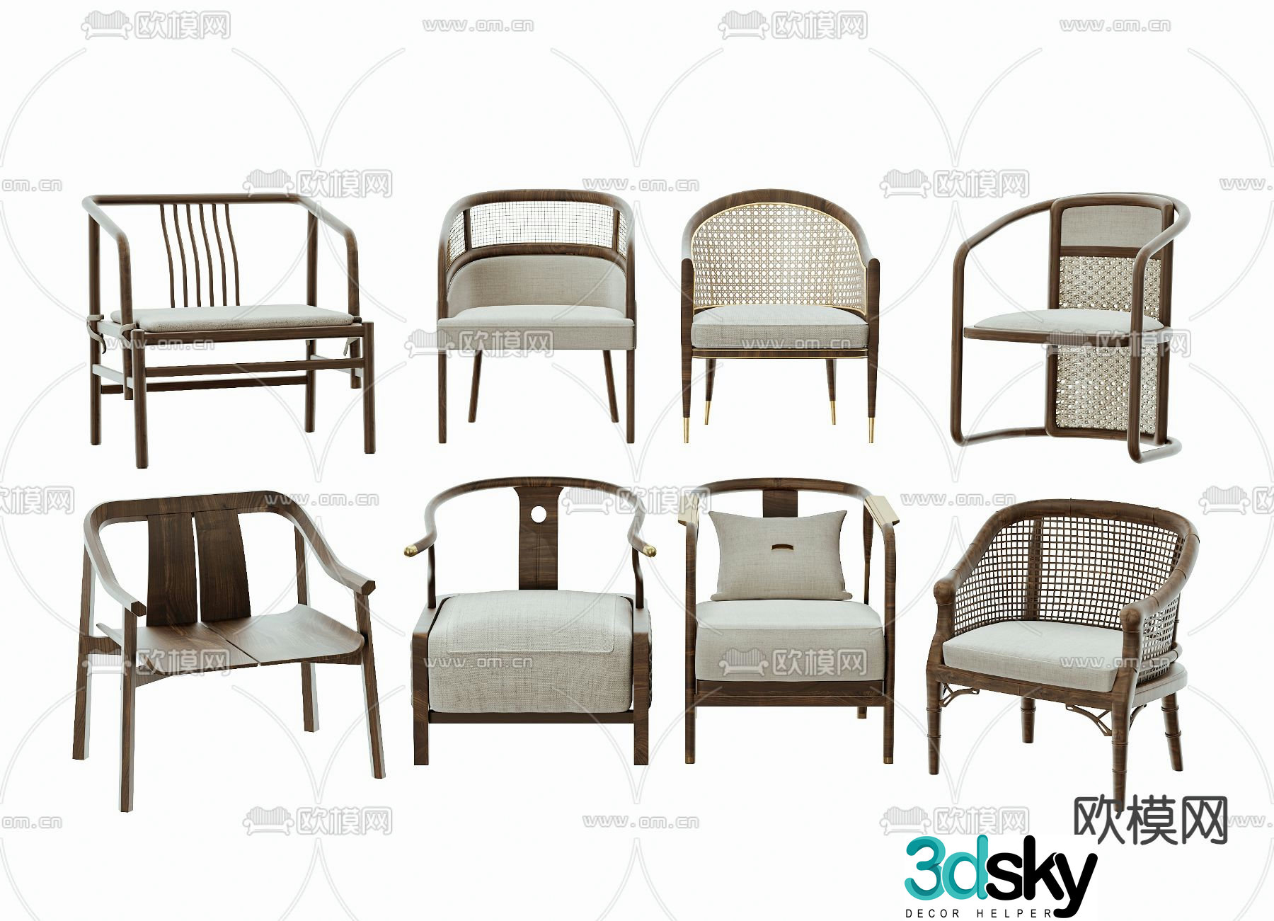 New Chinese style chair arm chair Taishi chair 3d model