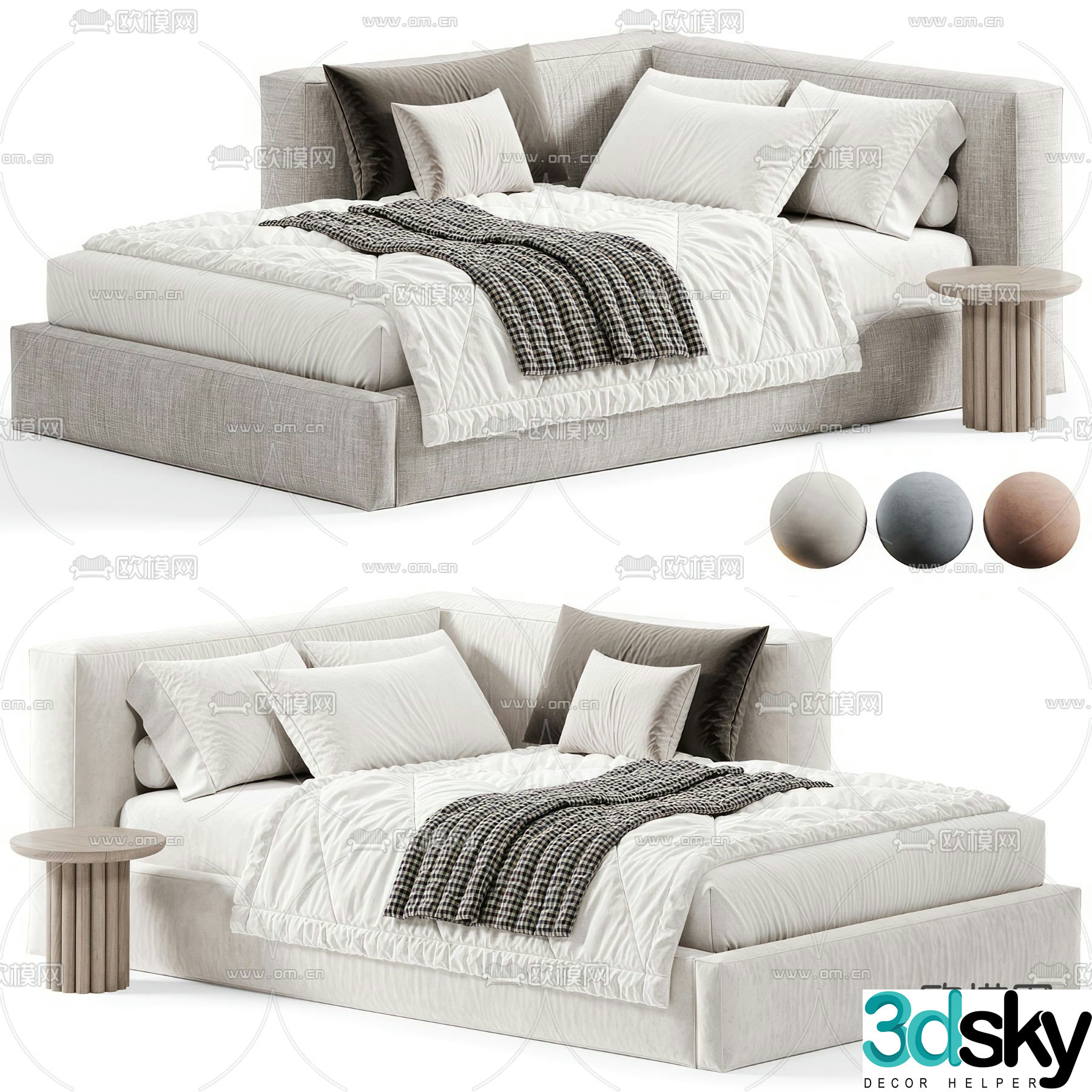 Modern single bed 3d model