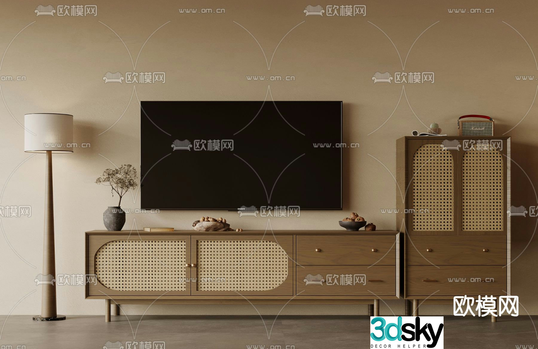 Medieval style TV cabinet 3D model