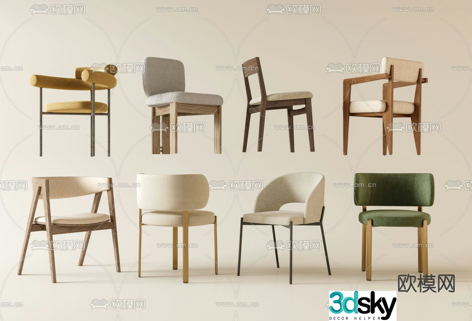 Wabi-sabi chair dining chair 3d model